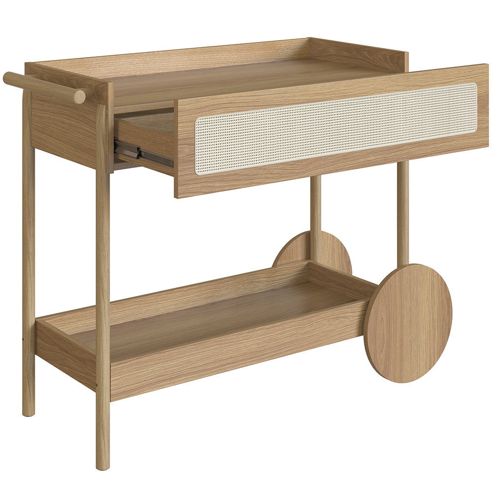 Carrinho Bar Com Porta Taças Pés Madeira Moss A03 Hanover Roble - Lyam Decor