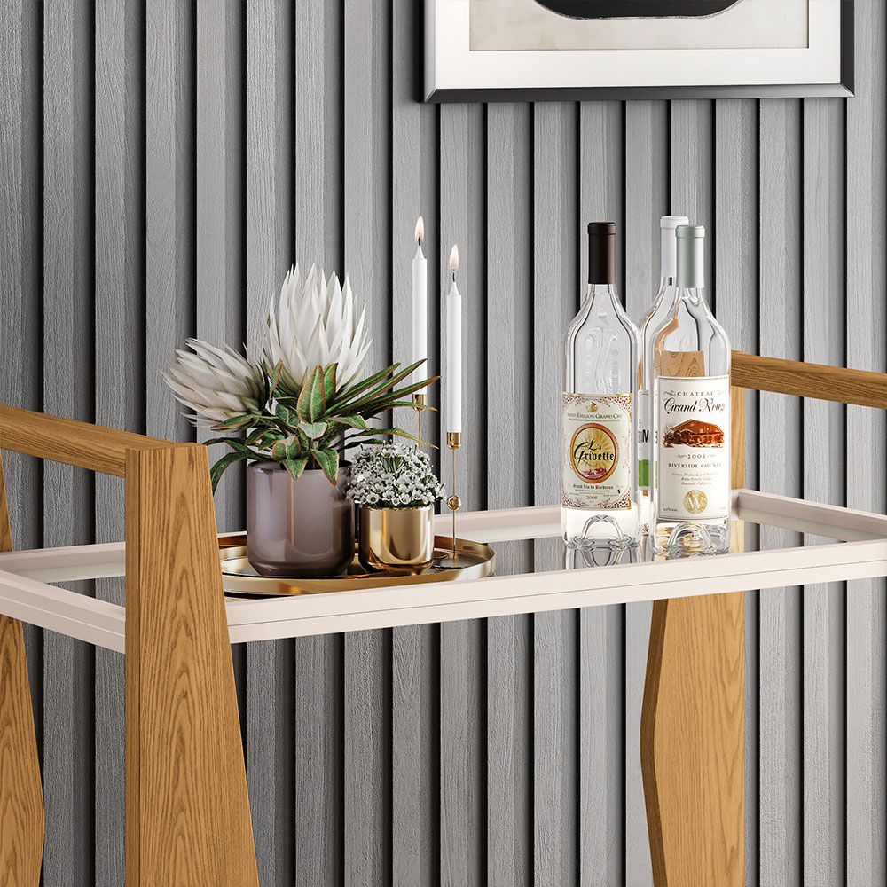 Carrinho Decorativo Para Sala Bar Café Multiuso B01 Belga Off White Carvalho Intense - Lyam Decor