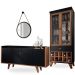 Conjunto Aparador Havana com Espelho Adnet 54cm e Cristaleira B01 Luma Preto Nature - Lyam Decor