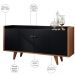 Conjunto Aparador Havana com Espelho Adnet 54cm e Cristaleira B01 Luma Preto Nature - Lyam Decor