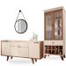Conjunto Aparador Havana com Espelho Adnet 54cm e Cristaleira Luma B01 Off White Nature - Lyam Decor