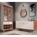 Conjunto Aparador Havana com Espelho Adnet 54cm e Cristaleira Luma B01 Off White Nature - Lyam Decor