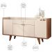 Conjunto Aparador Havana com Espelho Adnet 54cm e Cristaleira Luma B01 Off White Nature - Lyam Decor
