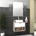 Conjunto Banheiro Gabinete 60cm 01 Gaveta Com Cuba E Espelho Malta B06 Barrique Branco - Lyam Decor