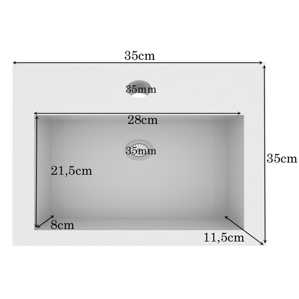 Conjunto Banheiro Gabinete 60cm 01 Gaveta Com Cuba E Espelho Malta B06 Barrique Branco - Lyam Decor