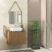 Conjunto Banheiro Gabinete 60cm Com Cuba E Espelho Nice B06 Nogal Noce Amêndoa - Lyam Decor