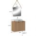 Conjunto Banheiro Gabinete 60cm Com Cuba E Espelho Nice B06 Nogal Noce Amêndoa - Lyam Decor