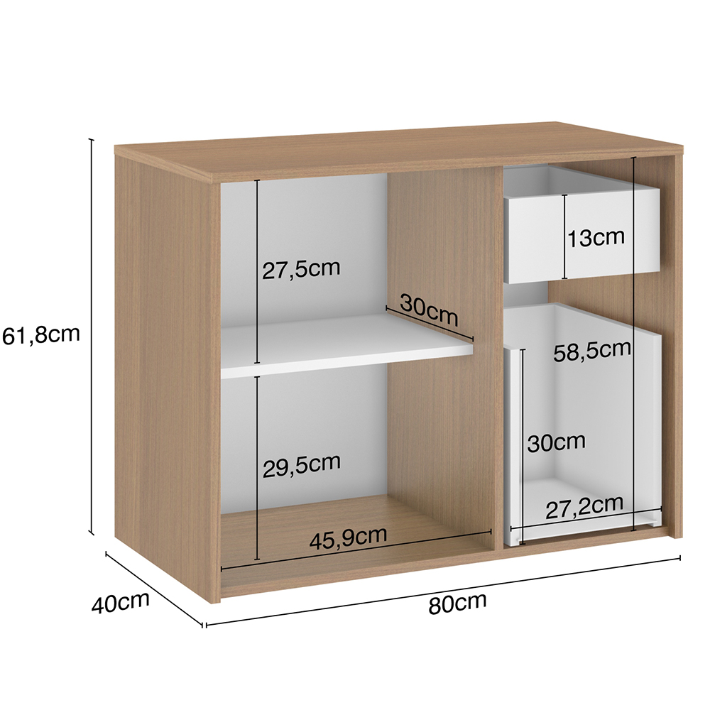 Conjunto Banheiro Gabinete 60cm Com Cuba E Espelho Nice B06 Nogal Noce Amêndoa - Lyam Decor