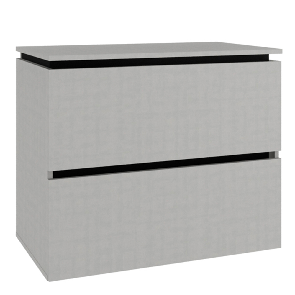 Conjunto Banheiro Gabinete 80cm 03 Gavetas Cuba 45x37 E Espelho Urban B06 Argento Preto - Lyam Decor