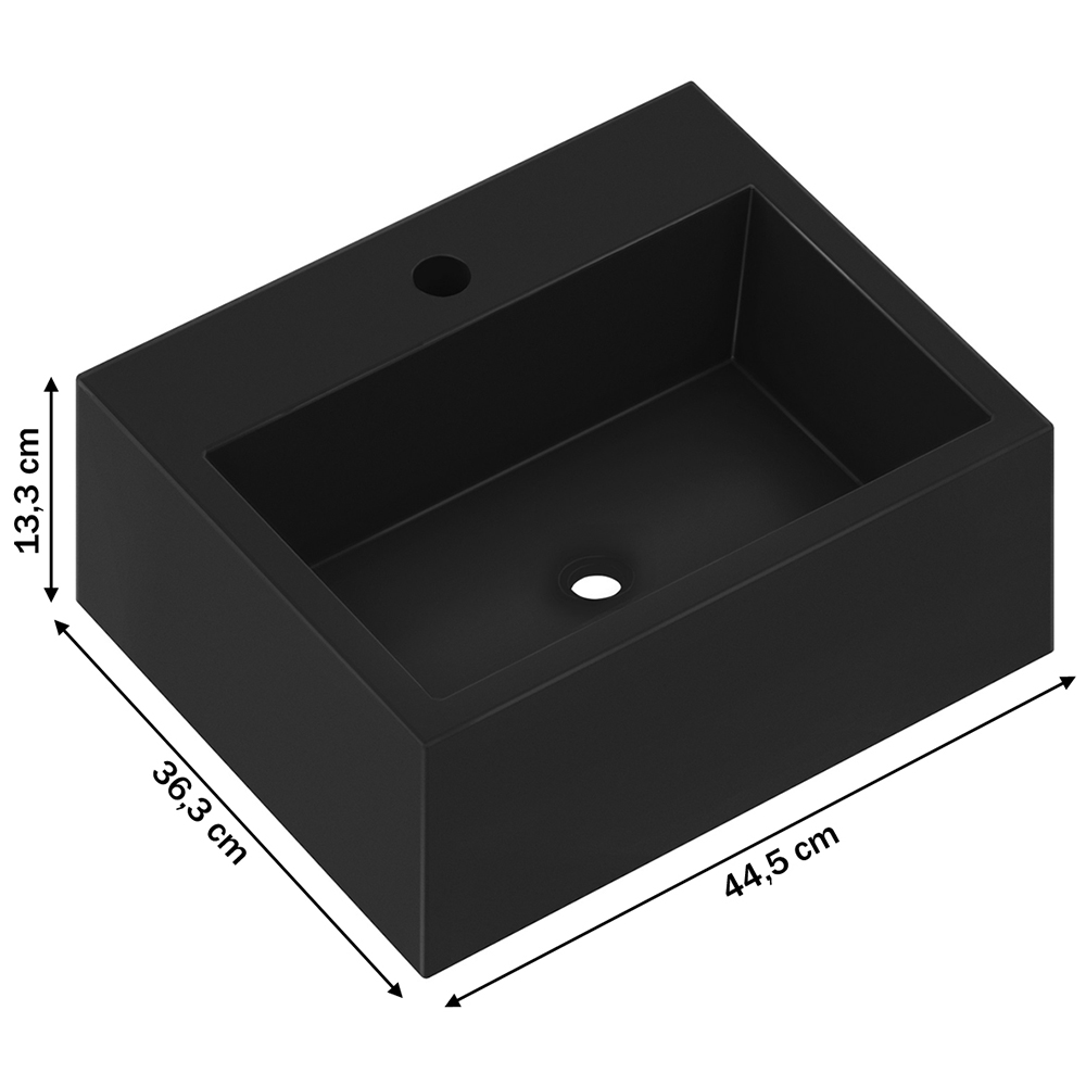 Conjunto Banheiro Gabinete 80cm 03 Gavetas Cuba 45x37 E Espelho Urban B06 Argento Preto - Lyam Decor