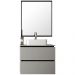 Conjunto Banheiro Gabinete 80cm 3 Gavetas Cuba E Espelho Urban B06 Branco Argento Preto - Lyam Decor