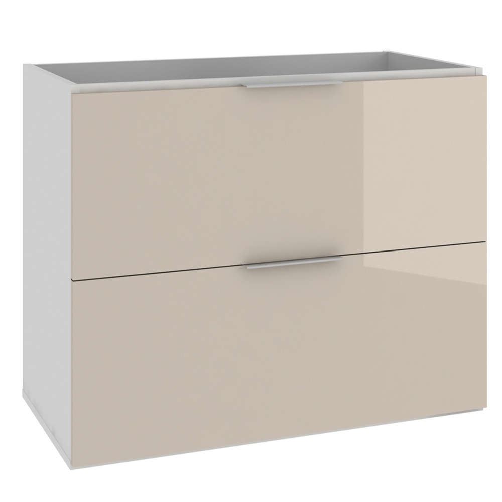 Conjunto Banheiro Gabinete 80cm Com Lavatório E Espelho Pietra B06 Gianduia Brilho - Lyam Decor