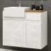 Conjunto Banheiro Gabinete Com Cuba e Espelheira Moira B06 Branco Cristal Noce Amêndoa - Lyam Decor