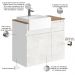 Conjunto Banheiro Gabinete Com Cuba e Espelheira Moira B06 Branco Cristal Noce Amêndoa - Lyam Decor