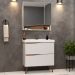 Conjunto Banheiro Gabinete Com Pés Lavatório 80cm e Armário Evie B06 Branco Tau - Lyam Decor