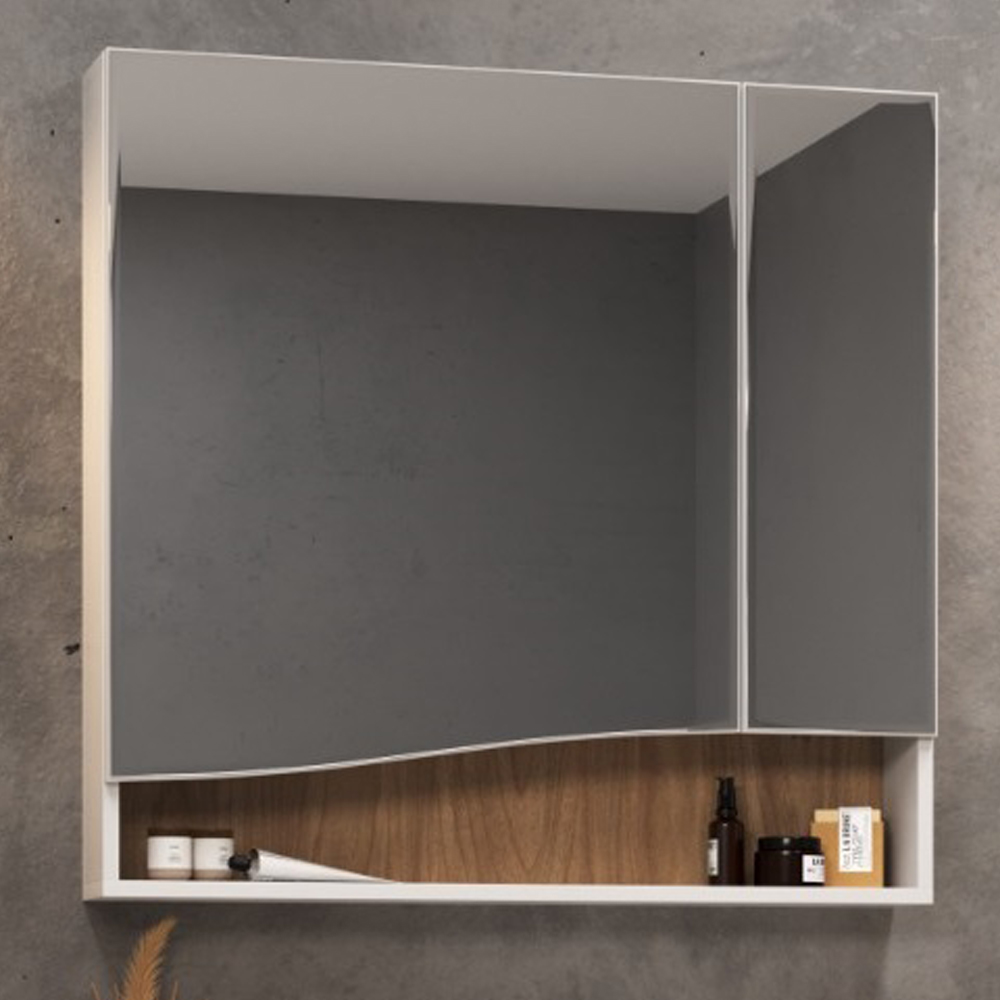 Conjunto Banheiro Gabinete Com Pés Lavatório 80cm e Armário Evie B06 Branco Tau - Lyam Decor