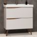 Conjunto Banheiro Gabinete Com Pés Lavatório 80cm e Armário Evie B06 Branco Tau - Lyam Decor