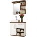 Conjunto Banheiro Gabinete Suspenso 70cm Com Armário E Cuba Veneza B06 Branco Nogal - Lyam Decor