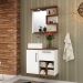 Conjunto Banheiro Gabinete Suspenso 70cm Com Armário E Cuba Veneza B06 Branco Nogal - Lyam Decor
