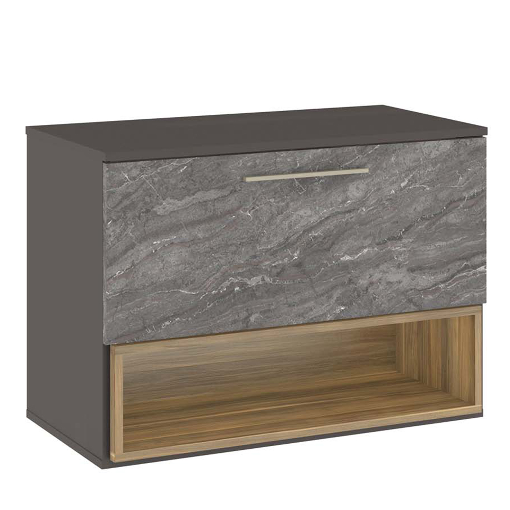 Conjunto Banheiro Gabinete Suspenso Com Cuba E Espelho Vicenza B06 Branco Magneto Nogal - Lyam Decor