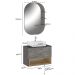 Conjunto Banheiro Gabinete Suspenso Com Cuba E Espelho Vicenza B06 Branco Magneto Nogal - Lyam Decor