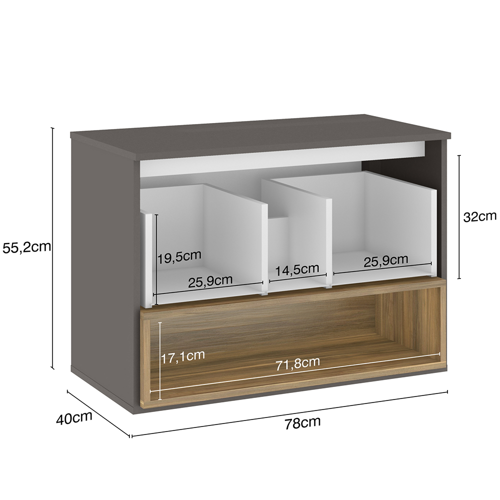 Conjunto Banheiro Gabinete Suspenso Com Cuba E Espelho Vicenza B06 Branco Magneto Nogal - Lyam Decor