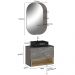 Conjunto Banheiro Gabinete Suspenso Com Cuba E Espelho Vicenza B06 Preto Magneto Nogal - Lyam Decor