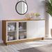 Conjunto Buffet Áustria Espelho Adnet Preto e Cristaleira Malibu C04 Freijó Off White - Lyam Decor