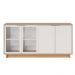 Conjunto Buffet Áustria Espelho Adnet Preto e Cristaleira Malibu C04 Freijó Off White - Lyam Decor
