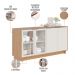Conjunto Buffet Áustria Espelho Adnet Preto e Cristaleira Malibu C04 Freijó Off White - Lyam Decor