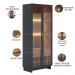 Conjunto Buffet Áustria Espelho Adnet Preto e Cristaleira Malibu C04 Preto Noce Milano - Lyam Decor