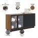 Conjunto Buffet Áustria Espelho Adnet Preto e Cristaleira Malibu C04 Preto Noce Milano - Lyam Decor