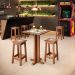 Conjunto De Mesa Bistrô Com 02 Banquetas Madeira Maciça e Cerâmica Vintage W02 Imbuia - Lyam Decor