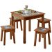 Conjunto De Mesa Com 04 Banquetas Madeira Maciça Pinus Com Cerâmica Vintage W02 Imbuia - Lyam Decor