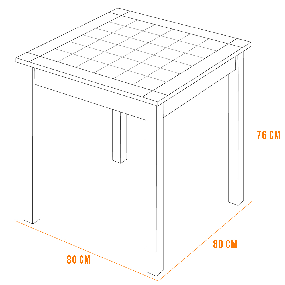 Conjunto De Mesa Com 04 Banquetas Madeira Maciça Pinus Com Cerâmica Vintage W02 Imbuia - Lyam Decor