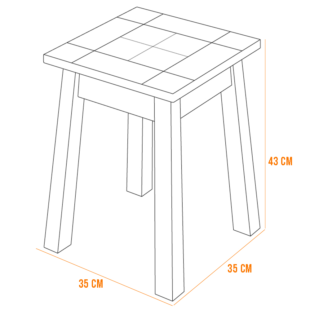 Conjunto De Mesa Com 04 Banquetas Madeira Maciça Pinus Com Cerâmica Vintage W02 Imbuia - Lyam Decor