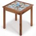 Conjunto De Mesa Com 04 Banquetas Madeira Maciça Pinus Com Cerâmica Vintage W02 Imbuia - Lyam Decor