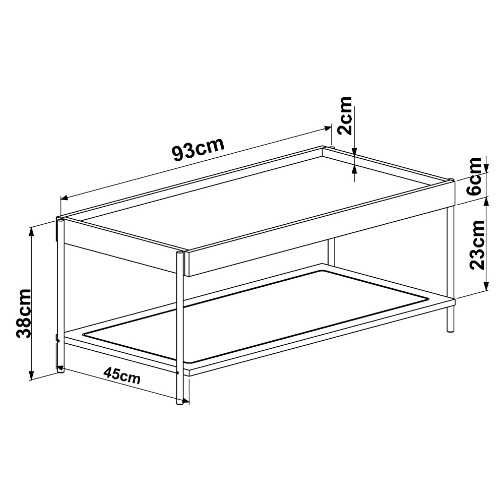 Conjunto Mesa de Centro e Mesa Lateral Para Sala Industrial Indy A03 Hanover Dourado - Lyam Decor