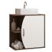 Conjunto Para Banheiro Armário Gabinete 01 Porta 60 cm Com Cuba Duna B06 Branco Nogal - Lyam Decor