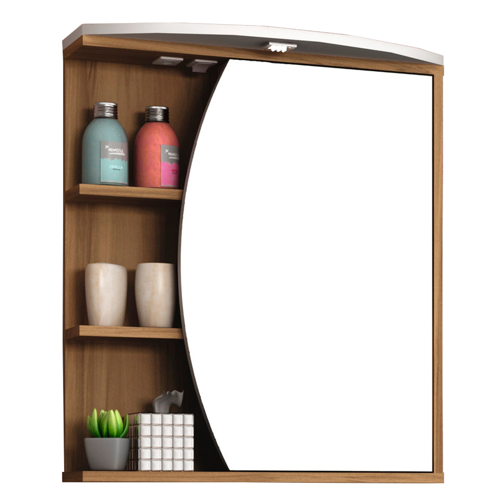 Conjunto Para Banheiro Armário Gabinete 01 Porta 60 cm Com Cuba Duna B06 Branco Nogal - Lyam Decor