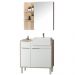Conjunto Para Banheiro Balcão e Armário Com Pés 80cm West B06 Branco Faia - Lyam Decor