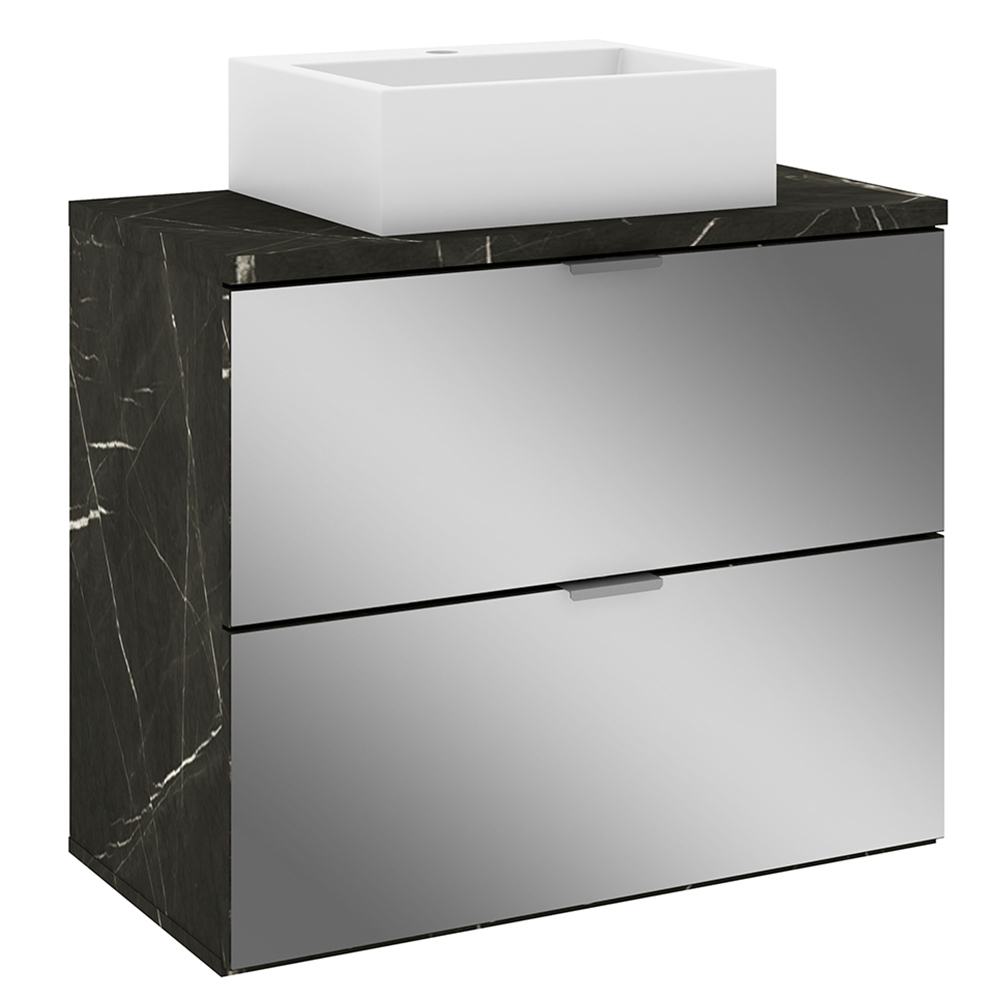 Conjunto Para Banheiro Gabinete 80cm 03 Gavetas Com Cuba E Armário Loft B06 Portoro - Lyam Decor