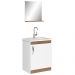 Conjunto Para Banheiro Gabinete Lavatório e Espelheira Cesana 50cm B06 Branco Carvalho - Lyam Decor