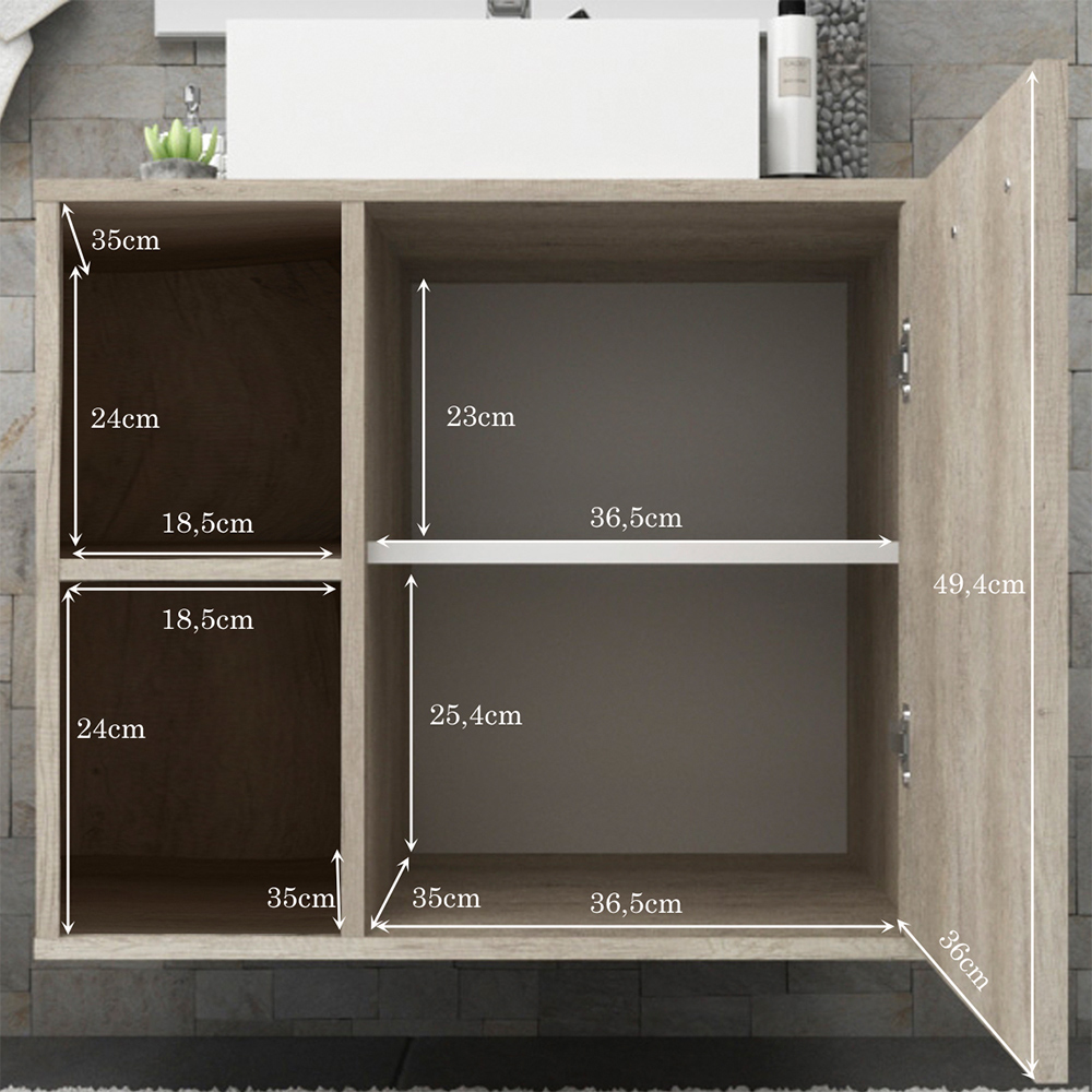 Conjunto Para Banheiro Gabinete Suspenso 60cm Com Cuba E Espelho Anne B06 Barrique - Lyam Decor