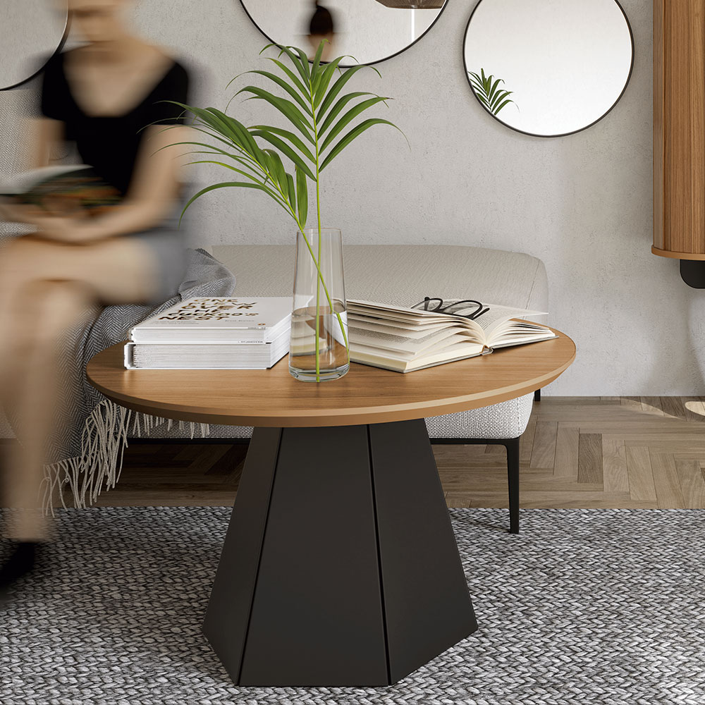 Conjunto Para Sala De Estar Mesa De Centro E Mesa De Canto Ferrara D03 Freijó Preto - Lyam Decor