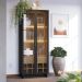 Cristaleira Para Sala De Jantar com Nicho Adega 02 Portas Malibu C04 Preto Noce Milano - Lyam Decor