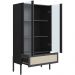 Cristaleira Para Sala de Jantar 2 Portas Pés Madeira Moss A03 Nero Preto - Lyam Decor