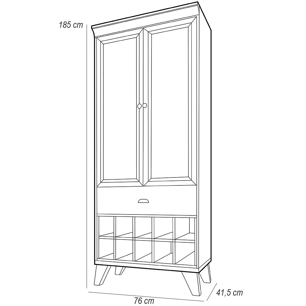 Cristaleira com Nicho Adega 02 Portas Luma B01 Off White Nature - Lyam Decor