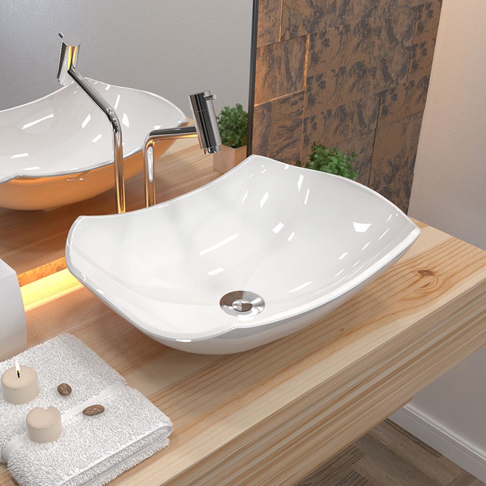 Cuba de Apoio Abaulada C01 Para Banheiro Lux L42 Branco - Lyam Decor