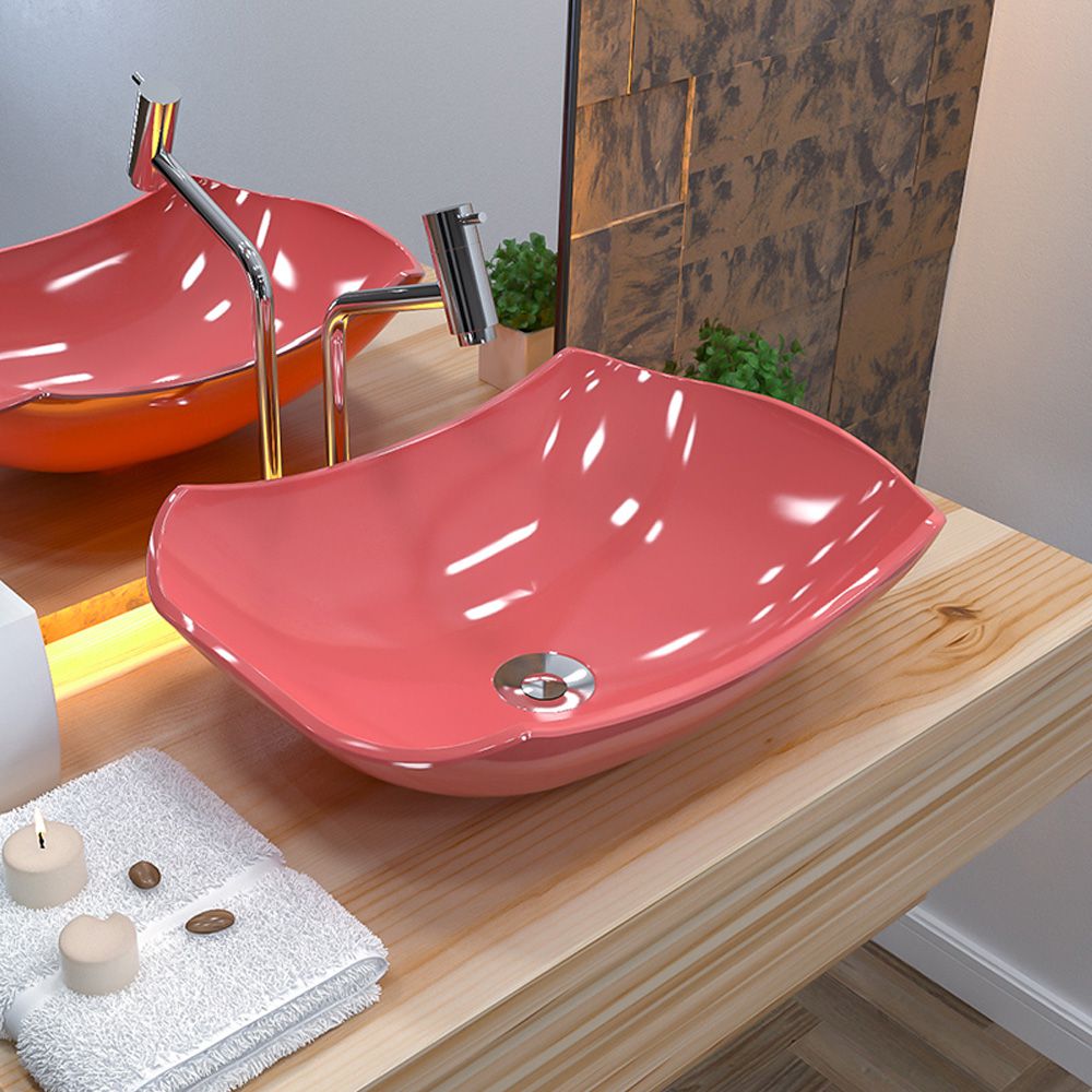Cuba de Apoio Abaulada C01 Para Banheiro Lux L42 Rosa - Lyam Decor